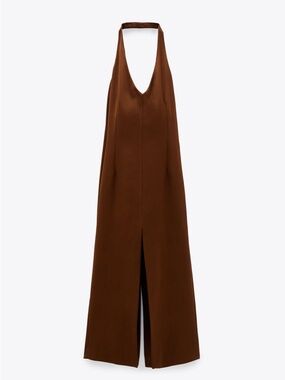 Zara Women Halter Maxi Dress with middle Slit